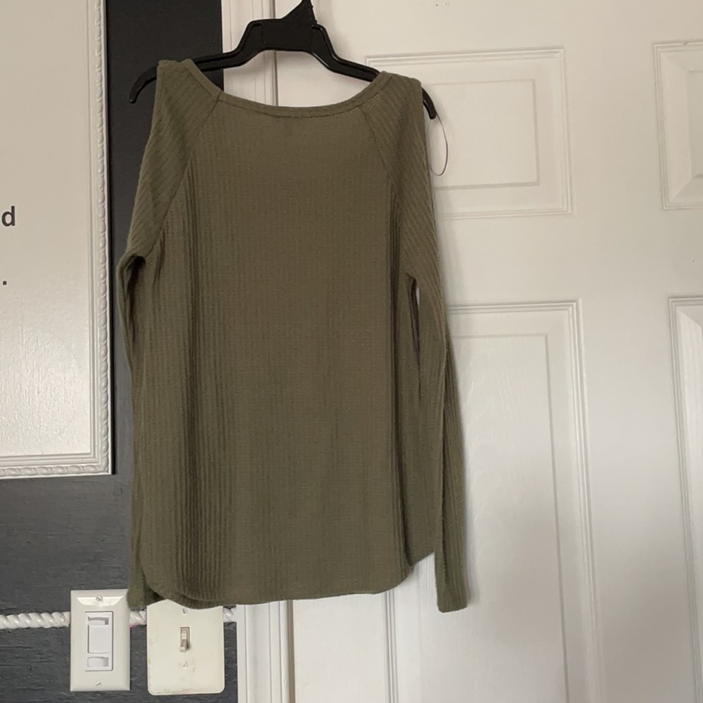 SELF E waffle knit green sweater size XS - Picture 2 of 2